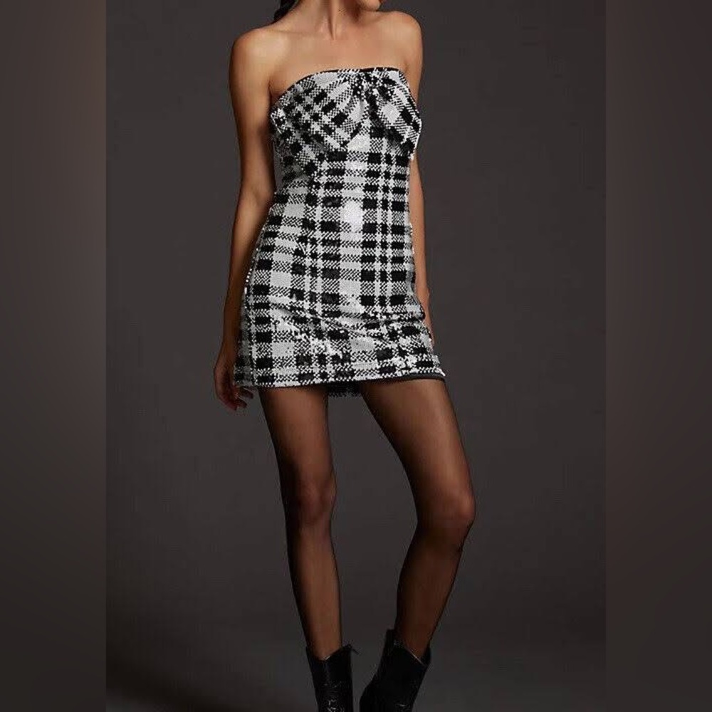 Anthropologie Eva Franco Sequined Plaid Mini Dress